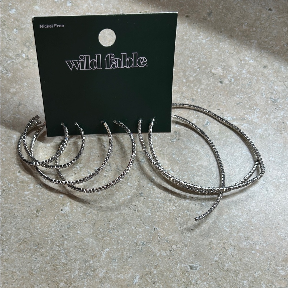 Wild Fable Textured Silver Hoop Earrings